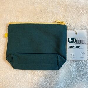 Fluf Tiny Zip organic cotton pouch in dark green NWT